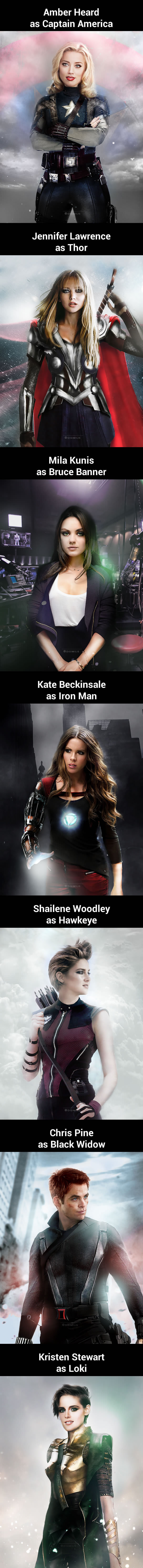 Avengers heroes as a women